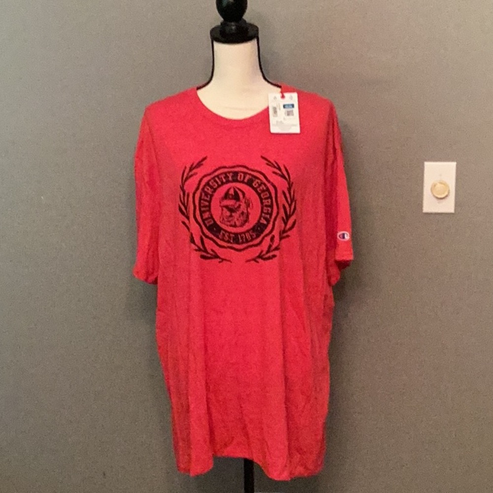 Men’s Champion Red XXL Short Sleeve Tee with Graphic Design NWT